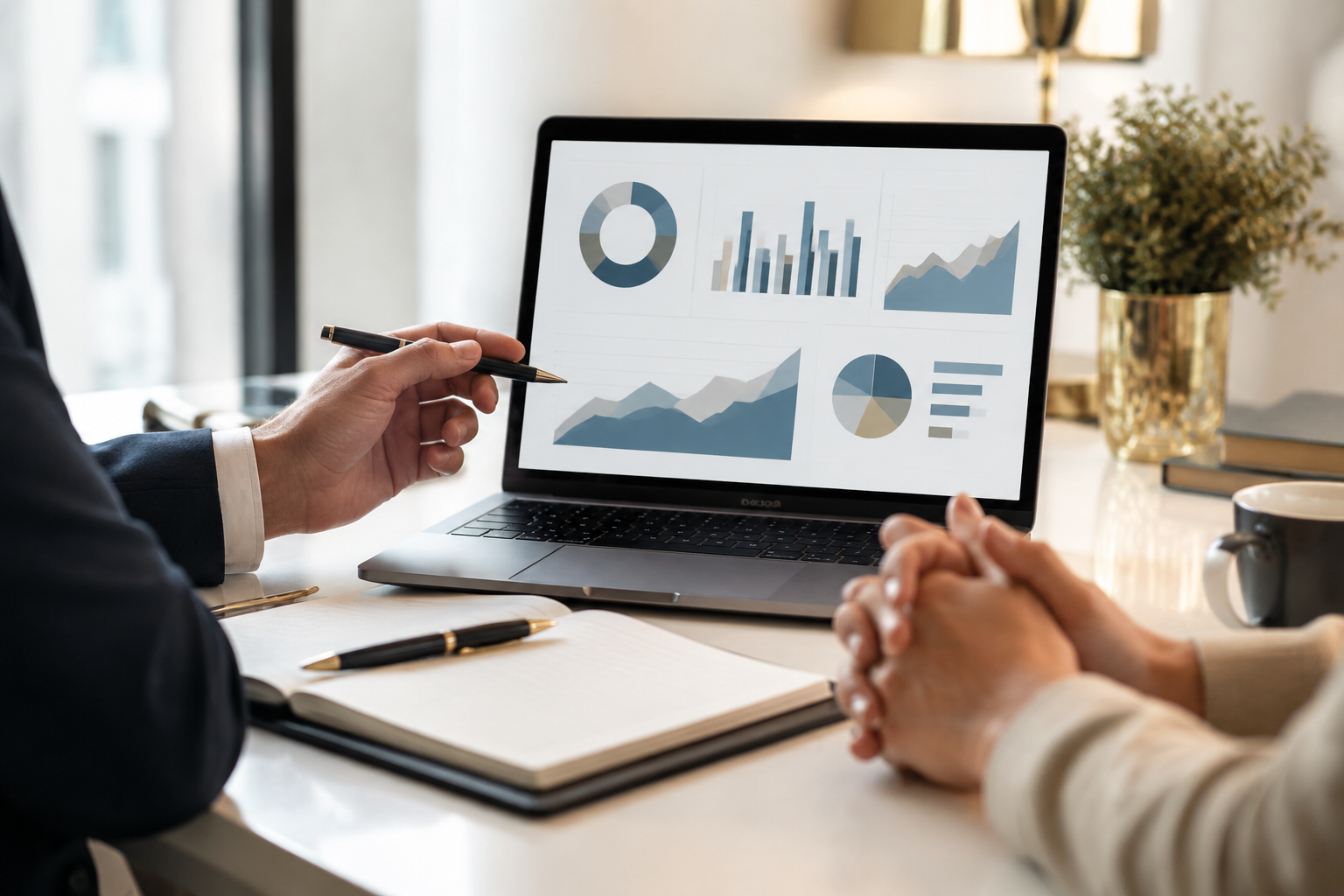 Business professionals reviewing data-informed performance insights.