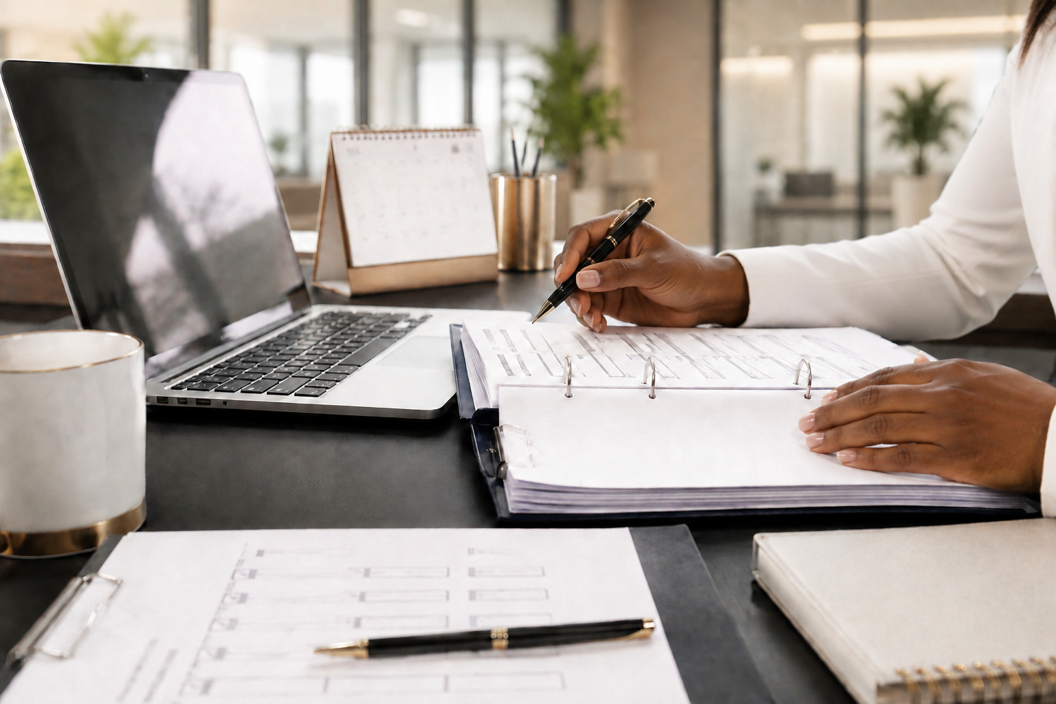 Professional reviewing government contract documents